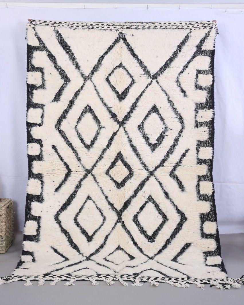 White Qamran Marokkaans handgemaakt tapijt150 cm x 100 cm